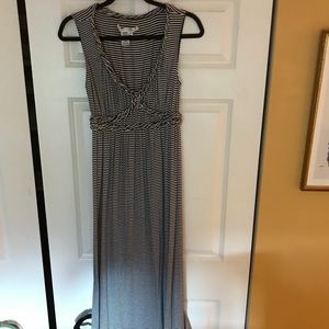 Max Studio V-Neck Braided Trim Stripe Maxi Dress